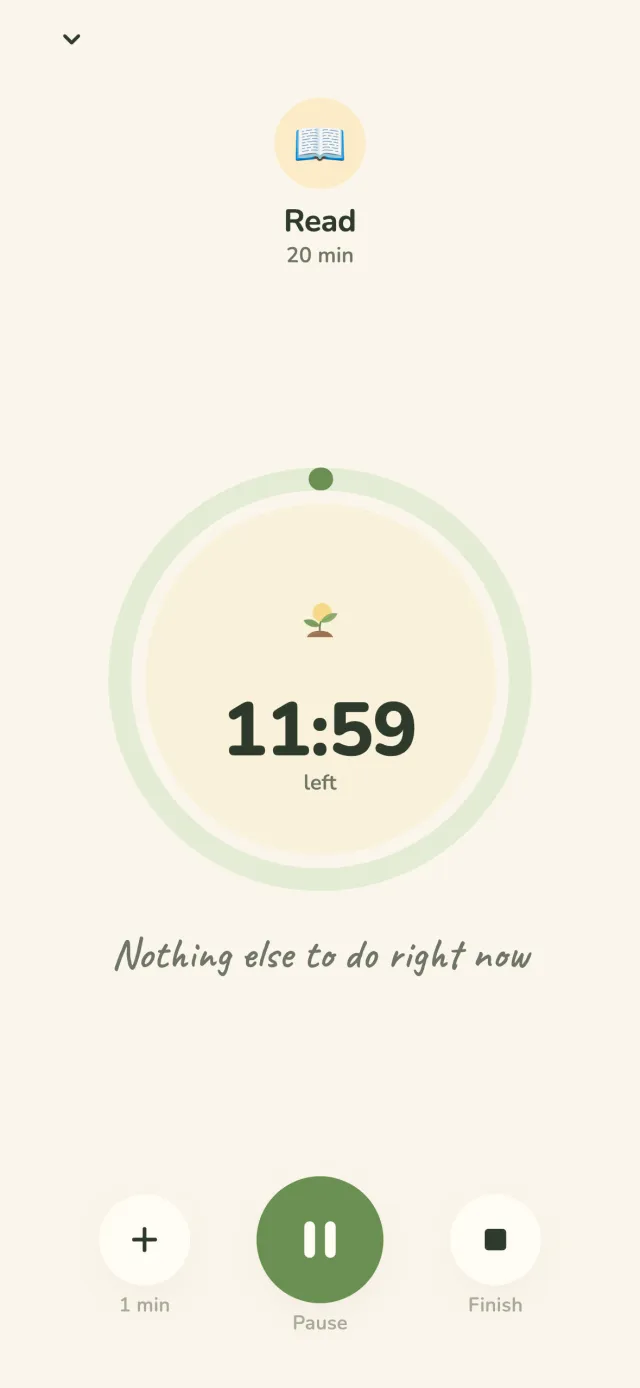 The calm full-screen habit timer in Petite Habits