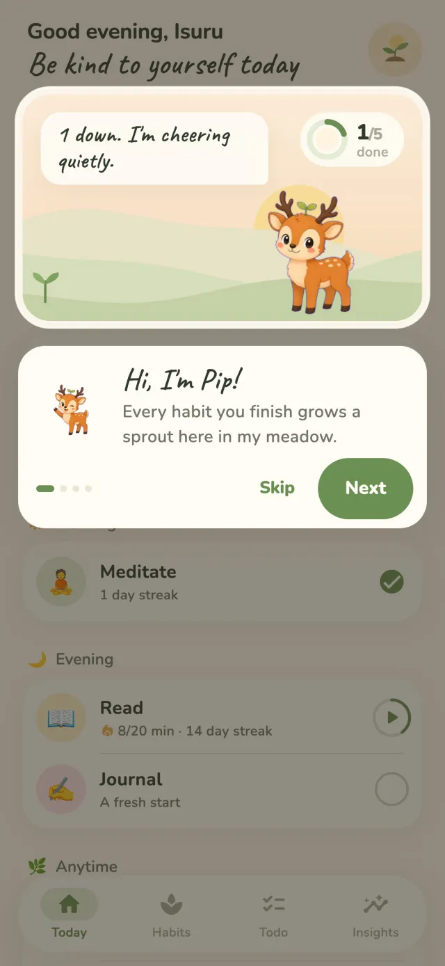 Pip’s first-run tour in Petite Habits: “Hi, I’m Pip!”